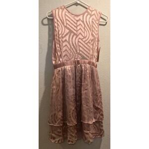 Shoshanna NWT Pink Silk Blend Abstract Print Tiered Mini Dress Size 2